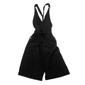 Elevenses Anthropologie Women's Jumpsuit Black Cropped Wide Leg Sable Romper 6